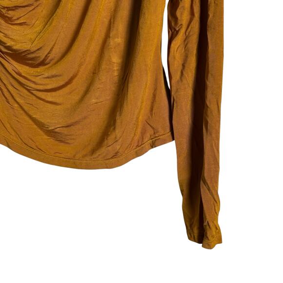 Lapointe Jersey Ruched Mustard Yellow Long Sleeve Asymmetric Top Size 10 - Picture 12 of 15